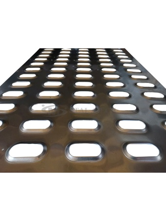 Blacha Lohr stal czarna 8-otw. 87x300cm Certyfikat VDI 2700 Laweta Najazd Platforma Pomoc drogowa Holownik