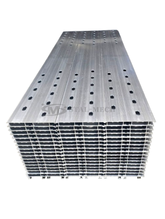 60258F/2100 Deska podłogowa aluminiowa 210x25x3cm 2x wzmocniona, 4-podpory, otwory 50x24mm Certyfikat VDI 2700 Najazd, Platforma, Laweta, Pomoc drogowa, Rampa