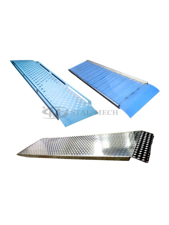 Rampy aluminiowe z mocowaniem na płetwę (panel aluminiowy, placha ryflowana i Lohr)